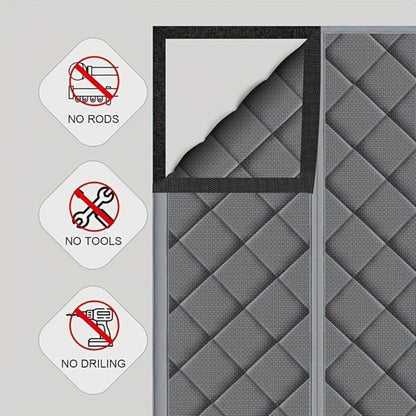 Quilted Magnetic Door Curtain in Grey or Brown with Six Exact Widths and 82.7-Inch Listed Length