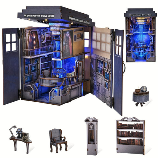 Magic Box Book Nook Kit DIY – 3D Wooden Miniature Dollhouse Bookshelf Insert, Mysterious Fantasy Scene Craft for Adults & Teens, Unique Bookend Home Decor, Valentine's Day Halloween Christmas Birthday Gift