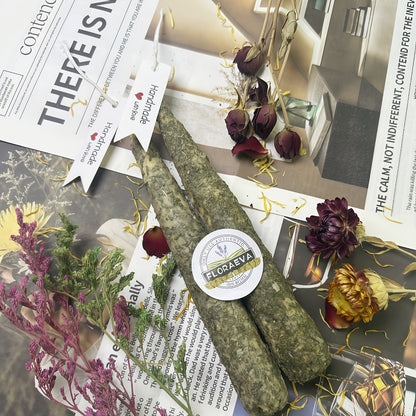 Handmade Herbal Scented Candles Set of 6 – Dried Flower Pillar Candles, Sage Lavender Cedar Mint Rose Scents, 12Hr Burn, Aromatherapy Yoga Meditation Sleep Aid, Wedding Home Decor Holiday Gift