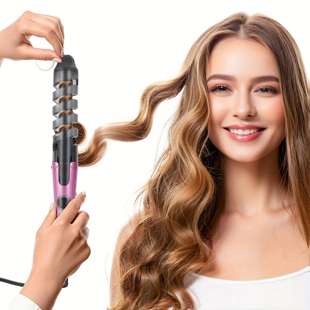 Spiral Curling Wand for Women Professional Hair Curler Electric Curl Iron Fast Heat-Up Long-Lasting Waves Bouncy Defined Spiral Curls All Hair Types Lightweight Ergonomic US Plug Gift for Girls Pink