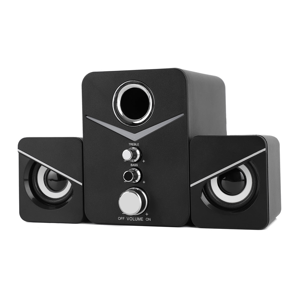 USB Powered Computer Speakers with Subwoofer, 3.5mm Aux Wired Desktop PC Laptop Speaker System, Dual 2" Tweeter + 3" Subwoofer, 10W Stereo Sound for Gaming Home Office