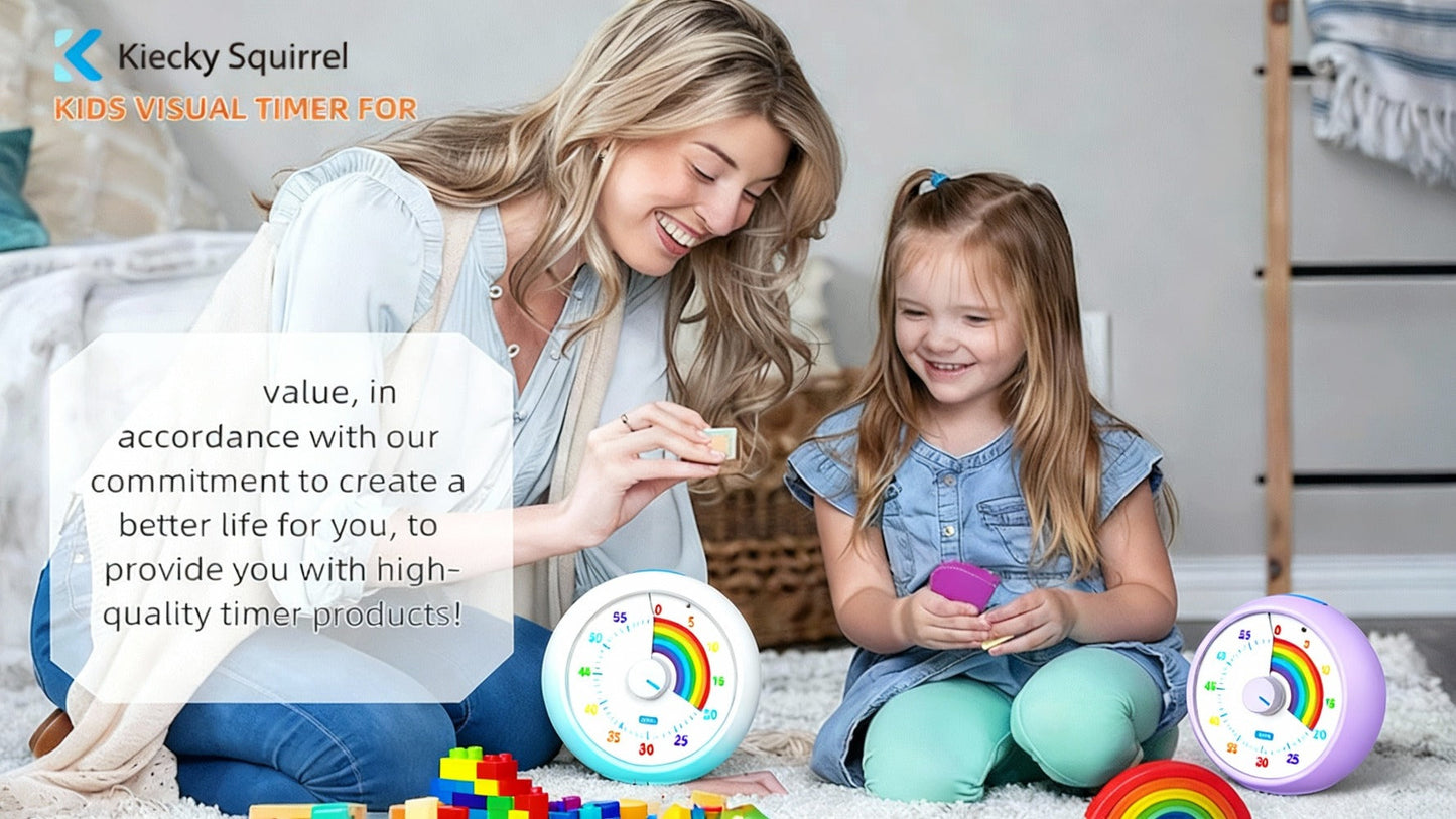 Visual Timer 60 Minute Countdown Silent Tomato Timer Rainbow Pattern for Classroom Office Kitchen Desktop Time Management Tool Battery Powered