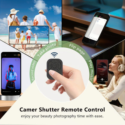 Bluetooth Selfie Remote Ring 2 Pack TikTok Scroll Shutter for iPhone iPad, Hands-Free Photo Capture Video Like Page Turn Music Control