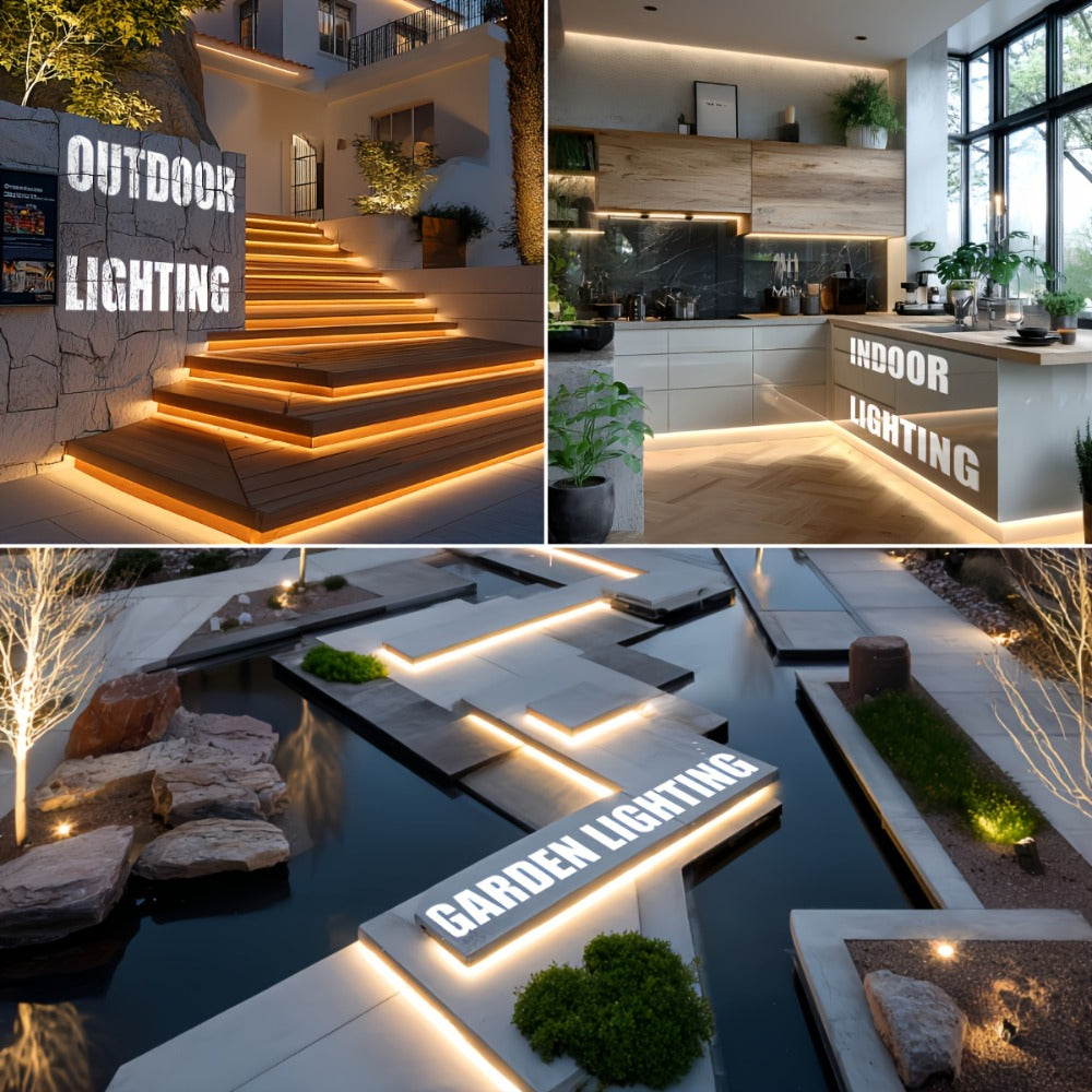 Waterproof LED Strip Lights 110V AC, IP65 120LEDs/Meter Ultra Bright LED Tape Light, Plug and Play Adhesive LED Ribbon for Outdoor Indoor Kitchen Garden Home Room Decoration, Warm White & Cool White