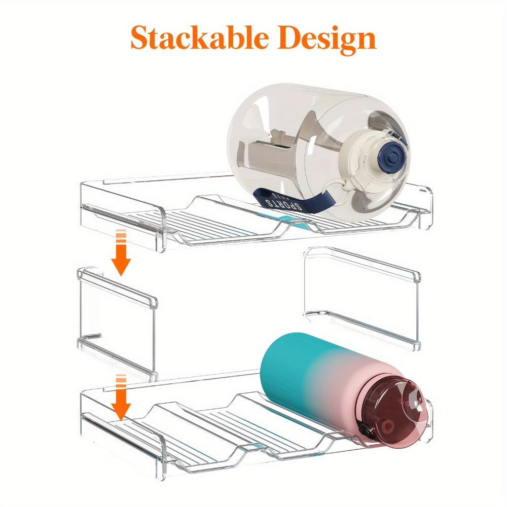 Water Bottle Rack Kitchen Organizer Stackable Plastic Holder with 5, 6, 8, 9, 11 or 12-Bottle Options