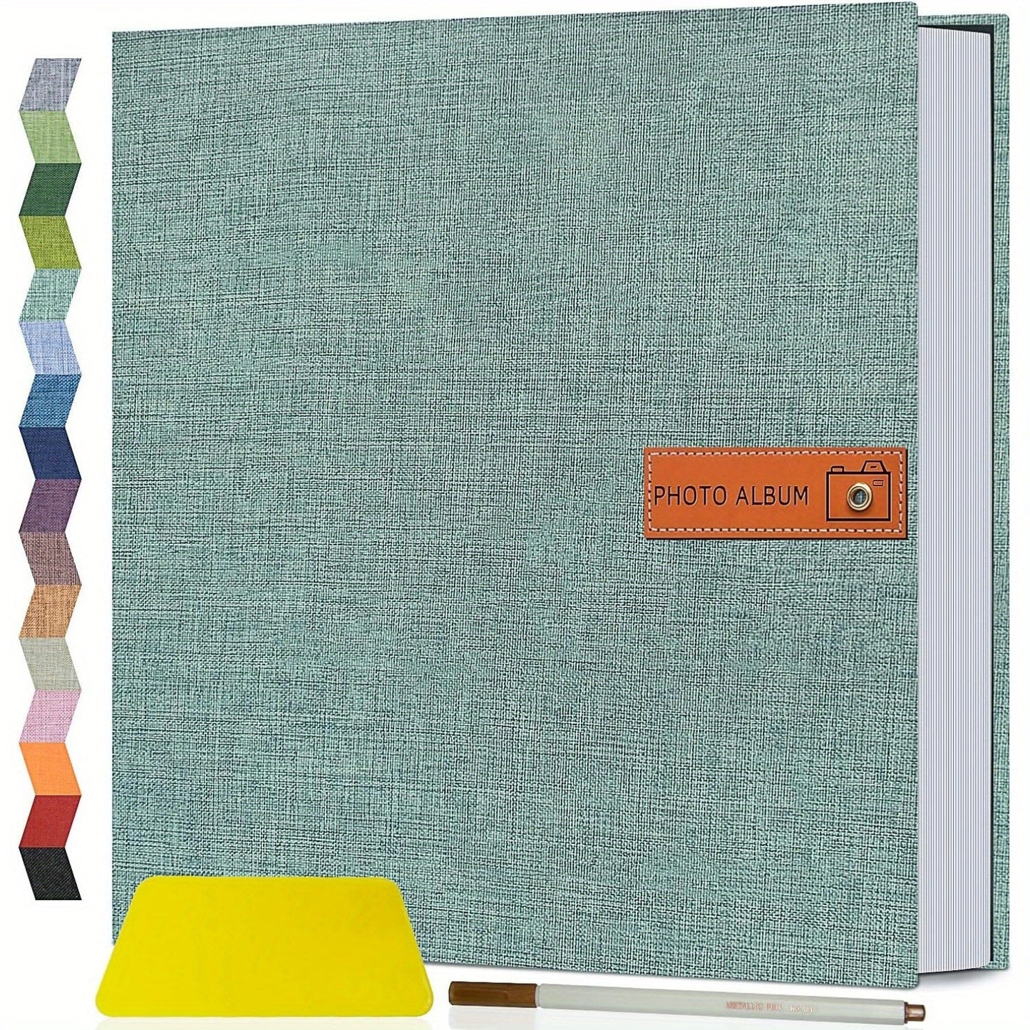 Self-Adhesive Linen Photo Album with 40- or 60-Page Options, Two Cover Sizes, Metal Pen and 12 Colors