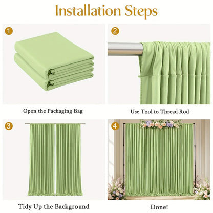 Backdrop Curtains 4 Pack 59x118 Inch – Wrinkle-Resistant Non-Transparent Party Decoration Fabric with Pole Pocket, Machine Washable & Reusable for Wedding, Birthday, Christening, Graduation & Holiday Events