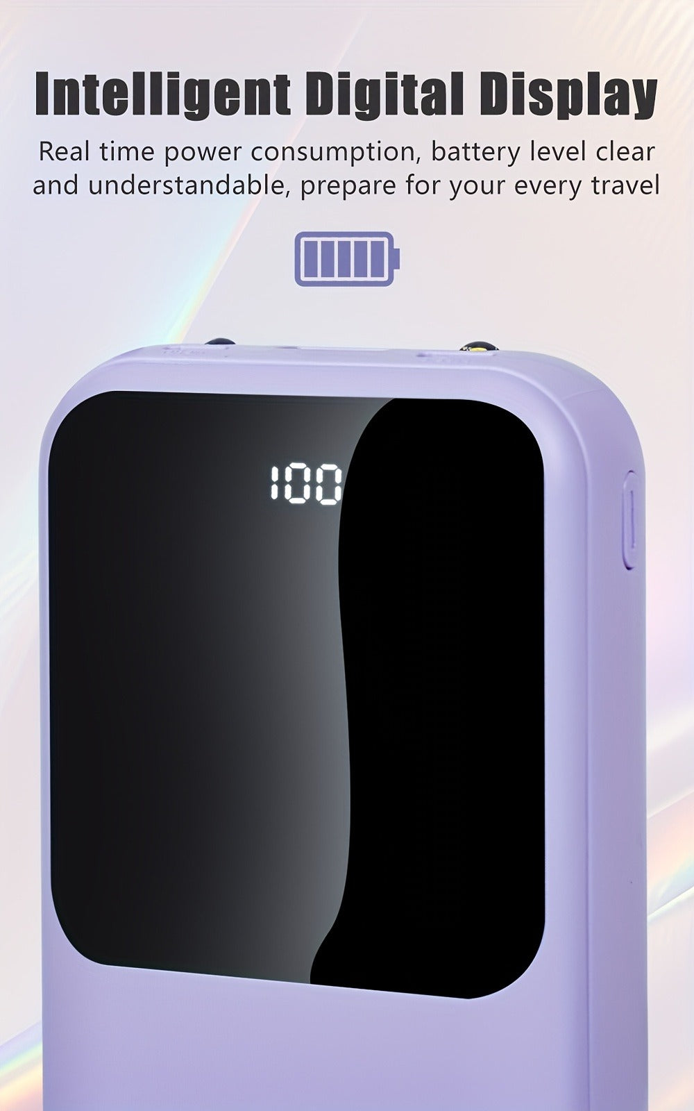 Power Bank 10000mAh Compact with Cable Set, 5W/15W/22.5W Variants, LED Light and Digital Display