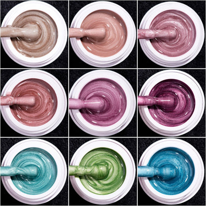 Nine-Color Cat Eye Gel Polish Jar Set with MORDDA Flower Order Shades and Included Magnetic Tool