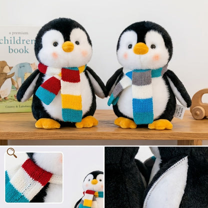 Stuffed Animal Scarf Penguin with Blue or Yellow Accessory Option and One-Piece Configuration