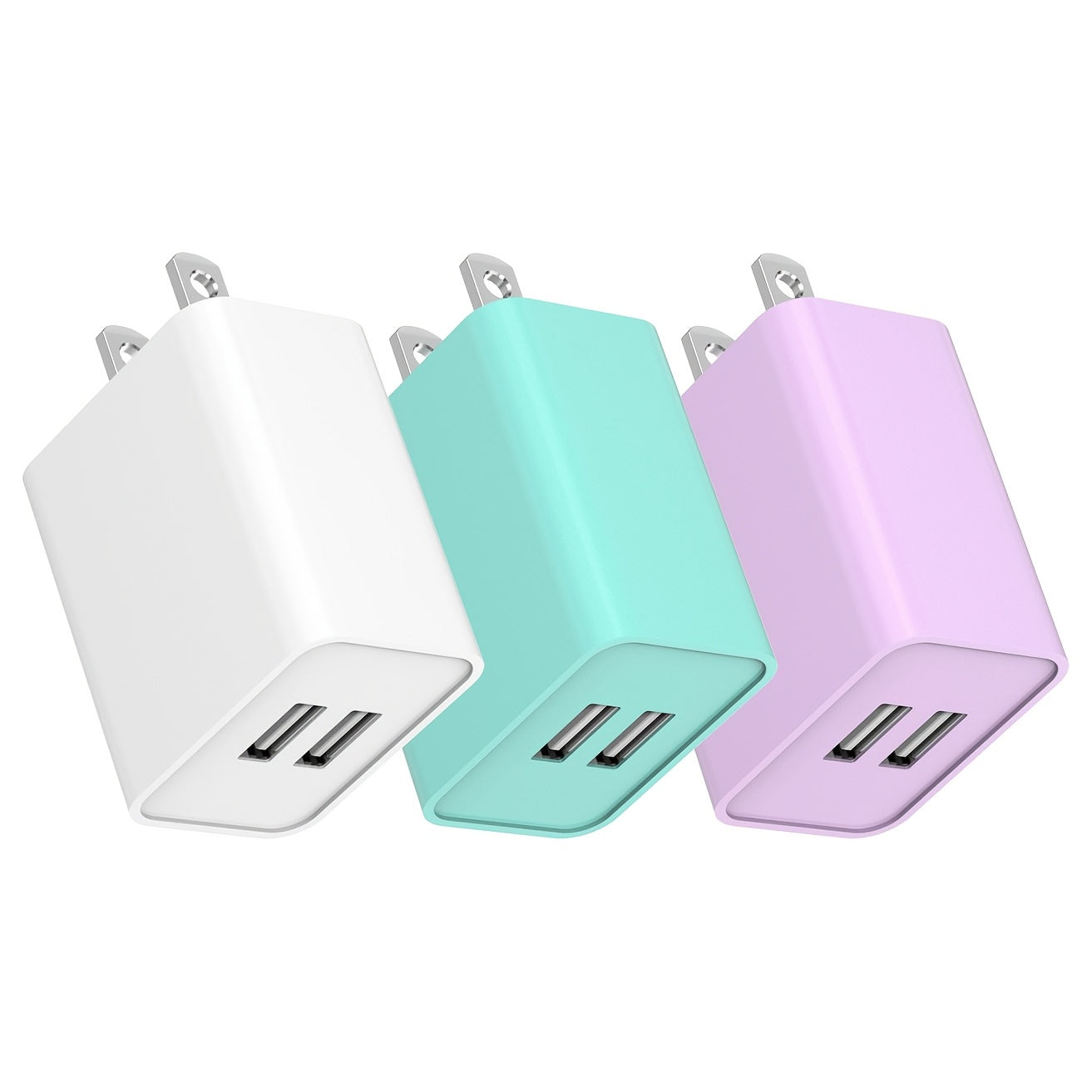 USB Wall Charger Cube Multi-Pack 2/3/4-Pack Dual Port 5V 2.1A with Short Circuit Protection, 100-240V Universal AC Adapter US Plug for iPhone 17 16 15 14 13 12 SE 11 Pro Max, Google Pixel, Huawei Android