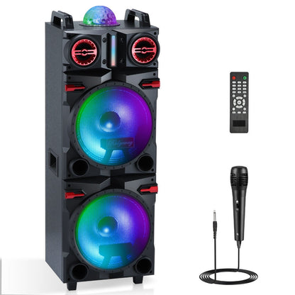 Karaoke Party Bluetooth Speaker with Sound Reactive Lights, 1000W Peak DJ Subwoofer Stereo Boombox