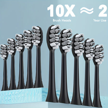IPX8 Sonic Electric Toothbrush with 8 Replacement Brush Heads — Metal Shaft, USB Rechargeable 500mAh, Travel Case & Holder, Deep Plaque Removal for Adults Men & Women, 5 Colors