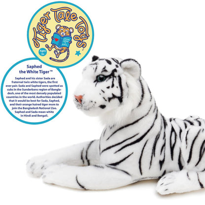 Stuffed Animal White Tiger Plush by Viahart, 17-Inch Body, 25-Inch Overall Length, Story Card & Movable Head