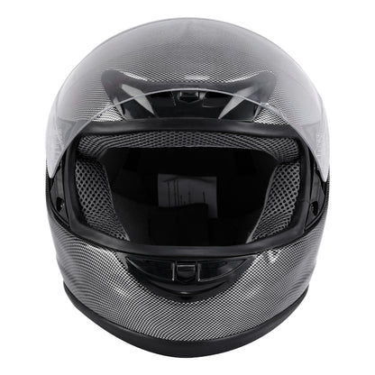 Motorcycle Flip-Up Full Face Helmet DOT Approved, Carbon Fiber Look Modular Street Bike Helmet with Anti-Scratch Visor & Washable Padding, Adult Sizes S M L XL, Includes Helmet Bag
