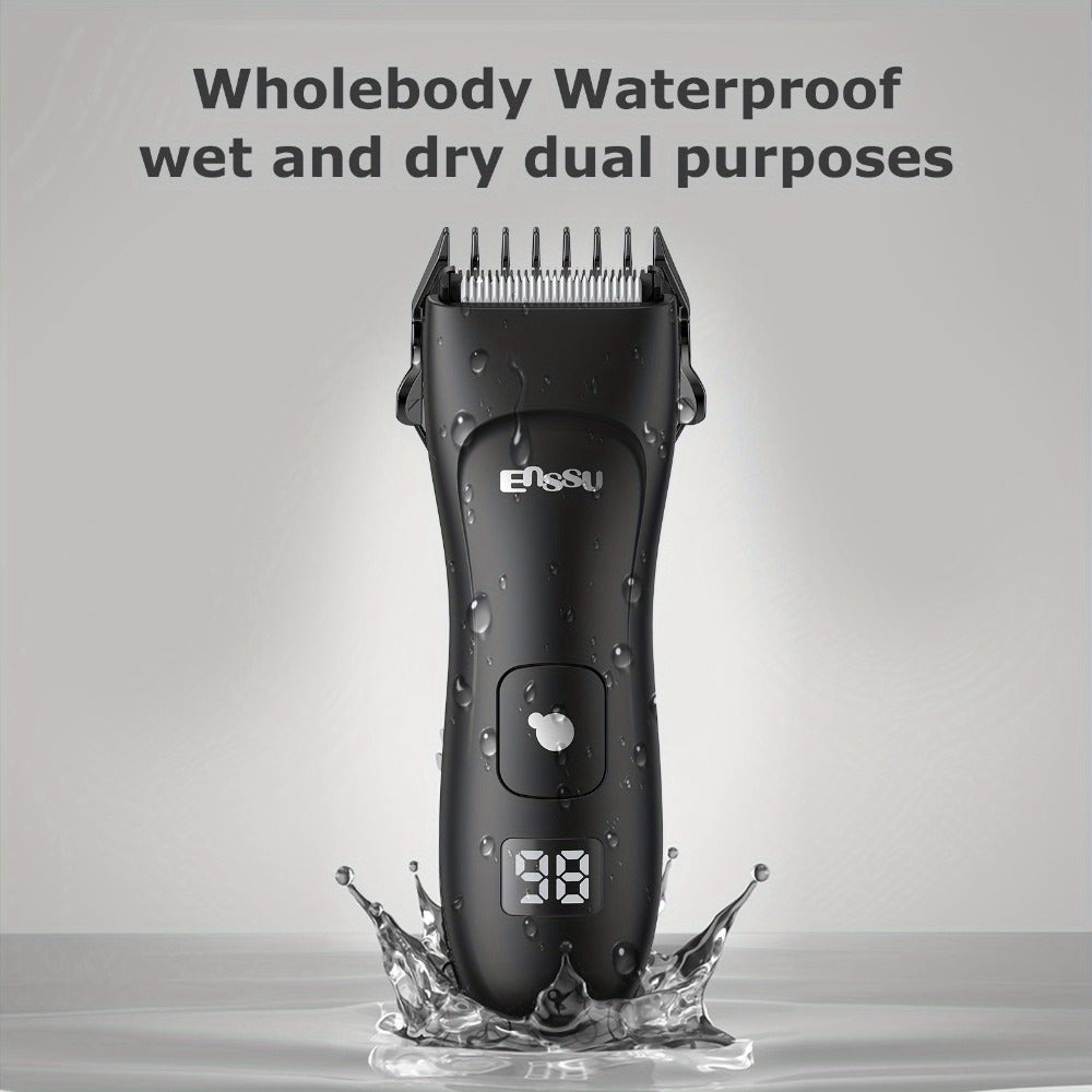 Full Body Groomer for Men IPX7 Waterproof Electric Trimmer Ceramic Blade LCD Display Bikini Private Parts Shaver Replaceable Head Wet Dry Gift