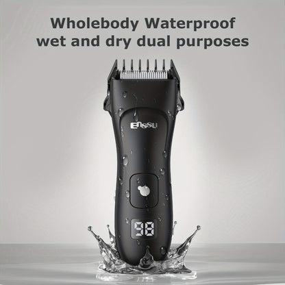 Full Body Groomer for Men IPX7 Waterproof Electric Trimmer Ceramic Blade LCD Display Bikini Private Parts Shaver Replaceable Head Wet Dry Gift