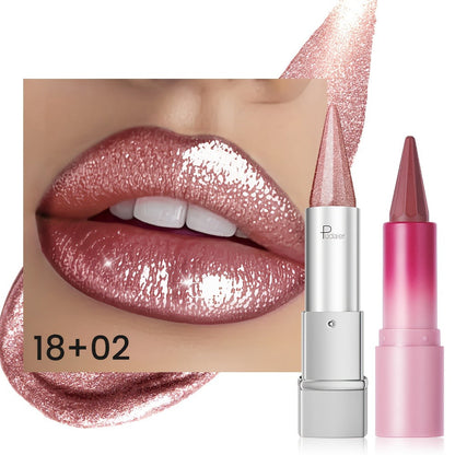 Lipstick Set 2pcs for Women — Highly Pigmented Waterproof Matte & Metallic Shimmer Lip Color Combo with Pointed-Tip Precision, Long-Lasting Full Coverage Beauty Gift