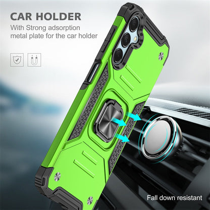 Phone Case Dual-Layer PC and TPU Ring Kickstand Cover with Magnetic Car Mount Plate for Samsung Galaxy A15 5G