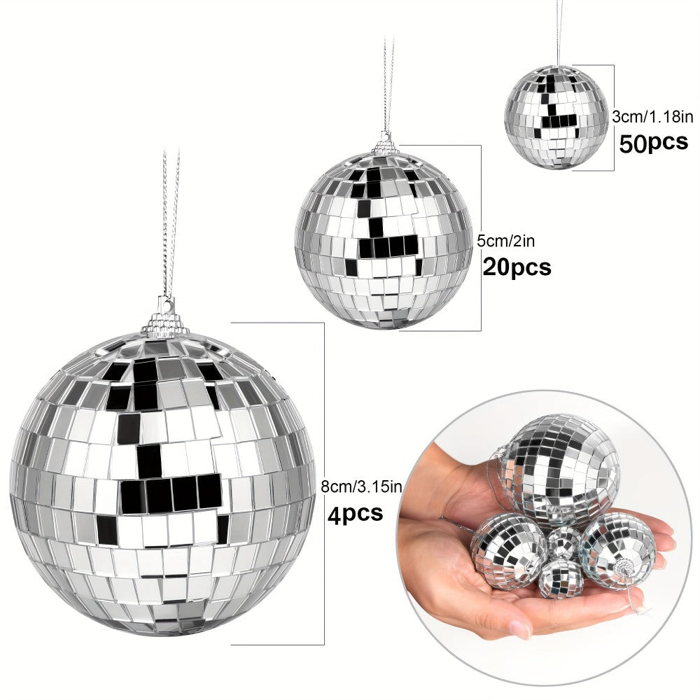 Disco Ball Decoration, 74pcs, Different, Sizes for Disco-Themed Parties detail image - detail view 4