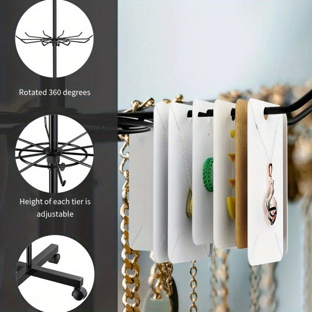 Display Rack - Rotating 3 Tier Adjustable Jewelry Stand with Spinning Base for Jewelry - product detail view 4