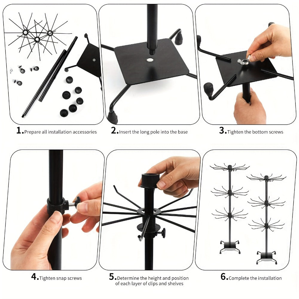 Display Rack - Rotating 3 Tier Adjustable Jewelry Stand with Spinning Base for Jewelry - product detail view 5