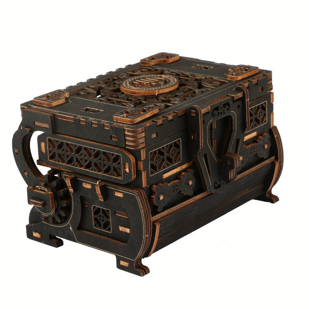 DIY Craft Kit - 3D Wooden Jewelry Box Puzzle Woodworking Handcrafted Elegant Storage for - product detail view 4