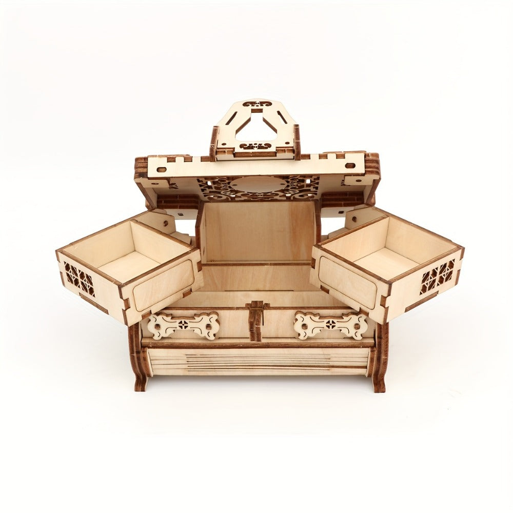 DIY Craft Kit - 3D Wooden Jewelry Box Puzzle Woodworking Handcrafted Elegant Storage for - product detail view 6
