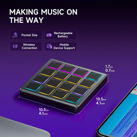 Donner Starrypad Mini MIDI Controller with 16 RGB Pads and Wireless detail image