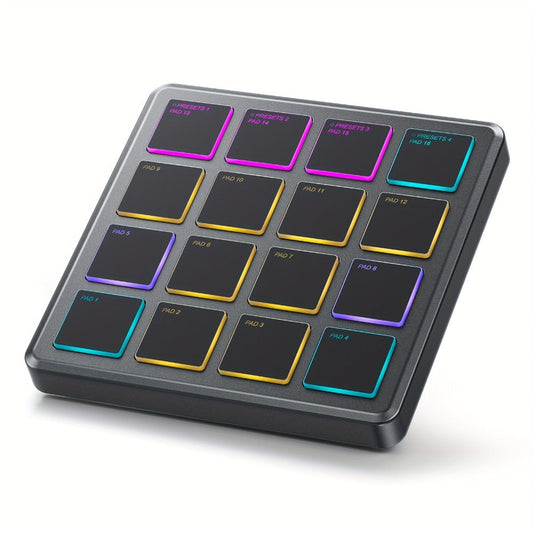 Donner Starrypad Mini MIDI Controller with 16 RGB Pads and Wireless shown in the main product view