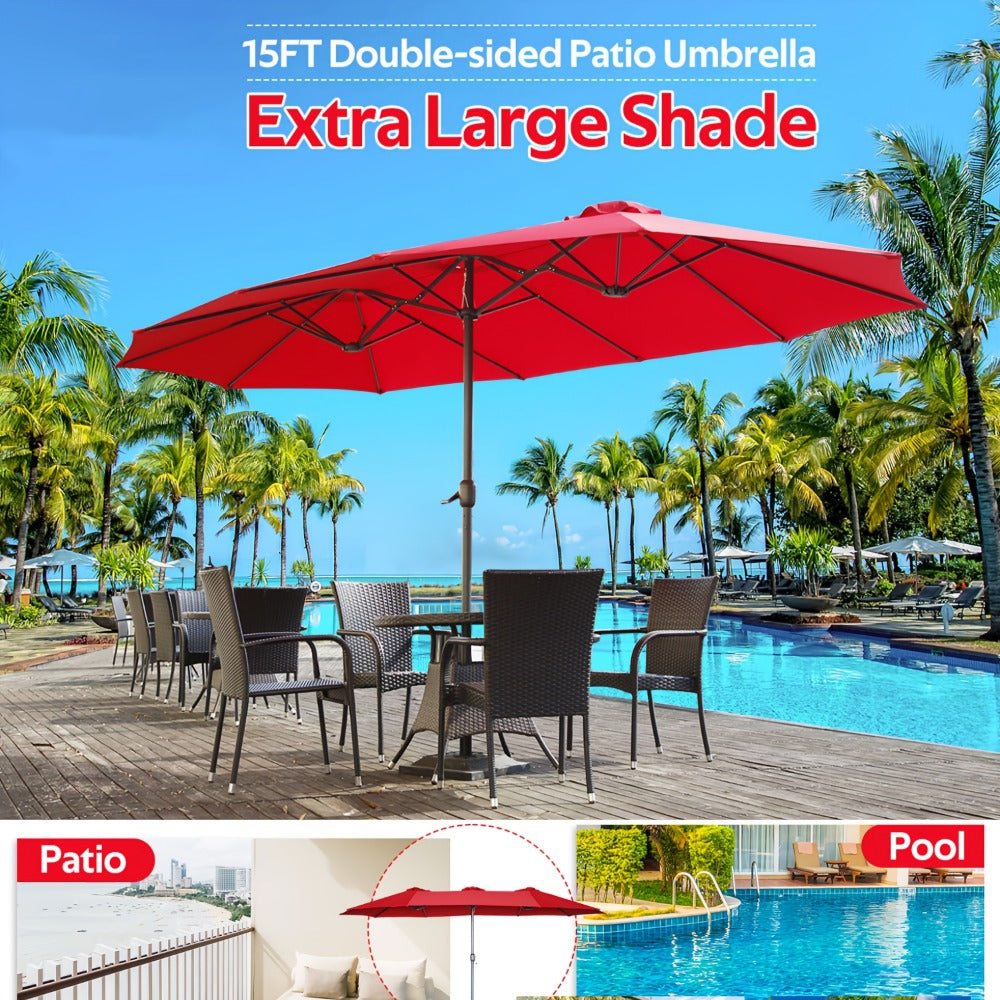 Double-Sided Patio Umbrella, Backyard Sun Shade for Outdoor Shade and Protection detail image - detail view 19