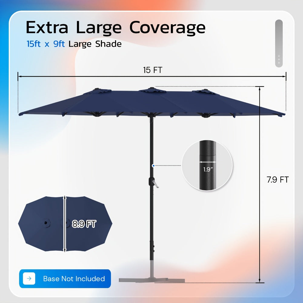 Double-Sided Patio Umbrella, Backyard Sun Shade for Outdoor Shade and Protection detail image - detail view 4