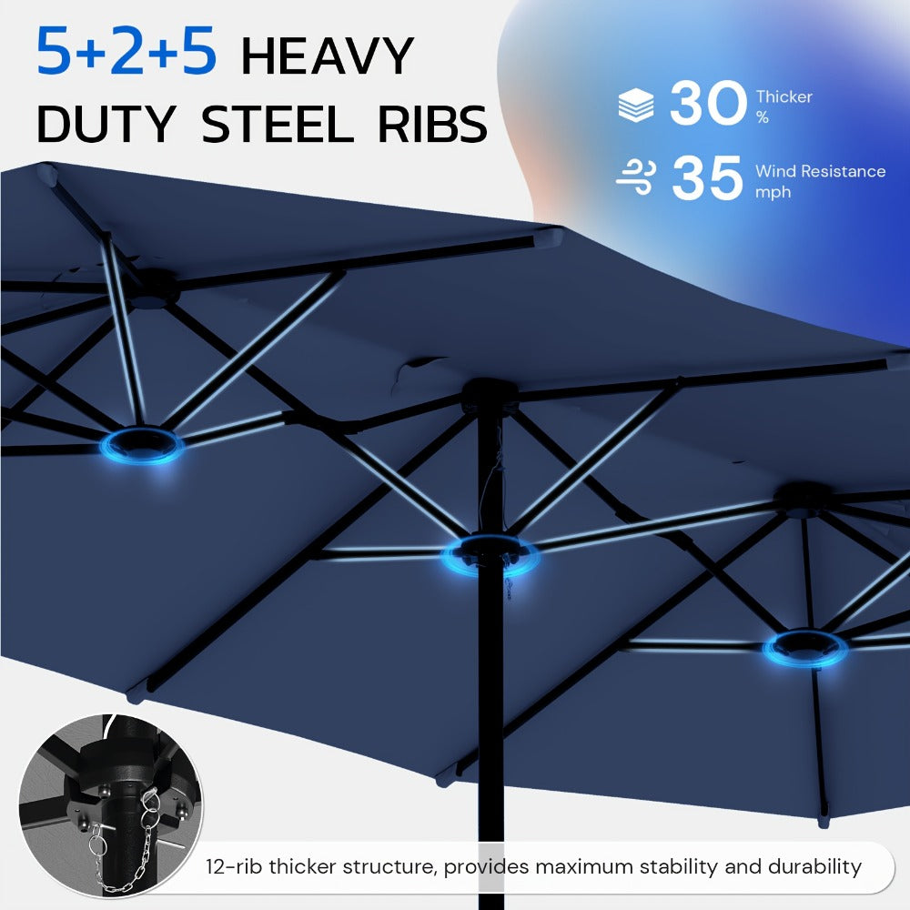 Double-Sided Patio Umbrella, Backyard Sun Shade for Outdoor Shade and Protection detail image - detail view 6
