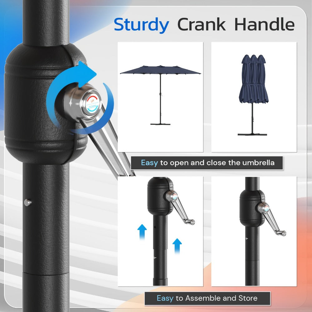 Double-Sided Patio Umbrella, Backyard Sun Shade for Outdoor Shade and Protection detail image - detail view 8
