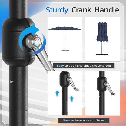 Double-Sided Patio Umbrella, Backyard Sun Shade for Outdoor Shade and Protection detail image - detail view 8