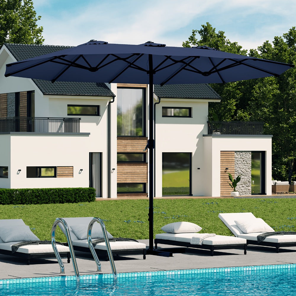 Patio Umbrella, 15x9FT Double-Sided with Crank & Air Vents - Large Outdoor Market shown in the main product view