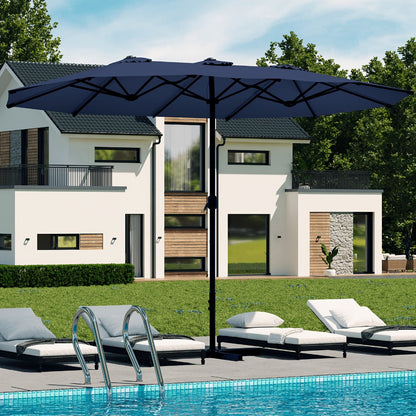 Patio Umbrella, 15x9FT Double-Sided with Crank & Air Vents - Large Outdoor Market shown in the main product view