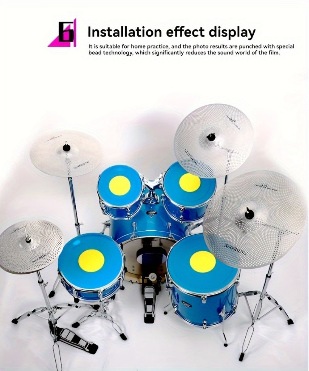 Drum and Cymbal Mute Set, 5pcs, Jazz, Cymbals for Lower-Volume Drum Practice And Rehearsal detail image - detail view 14