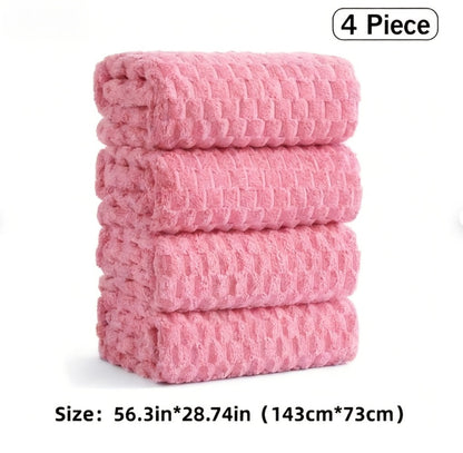 Towel Set 4 or 8 Piece Microfiber Collection with Hair-Drying Cap Options in Four Colors for Home and Guest Use