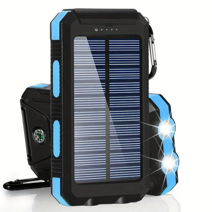 42800mAh Solar Power Bank Wireless Charging with 4 Built-In Cables – 6 Output Ports 15W Fast Charge Dual LED Flashlight Portable Battery Pack for iPhone Samsung Android Camping Travel Emergency