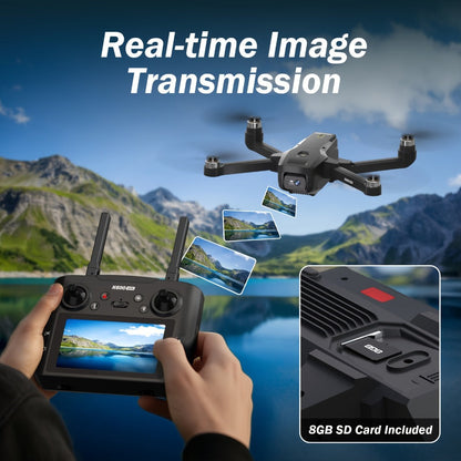 GPS Follow Me Drone Under 250g 4.5 Inch LCD Screen Camera Drone Auto Return Gesture Flight Brushless Motor Altitude Hold 3 Speed Modes 32G SD Card | Adult Beginner Drone Gift for Teens
