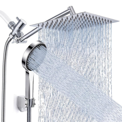 High-Pressure Handheld Rainfall Shower Head Combo with 11-Inch Extension Arm and Six Size-Finish Options