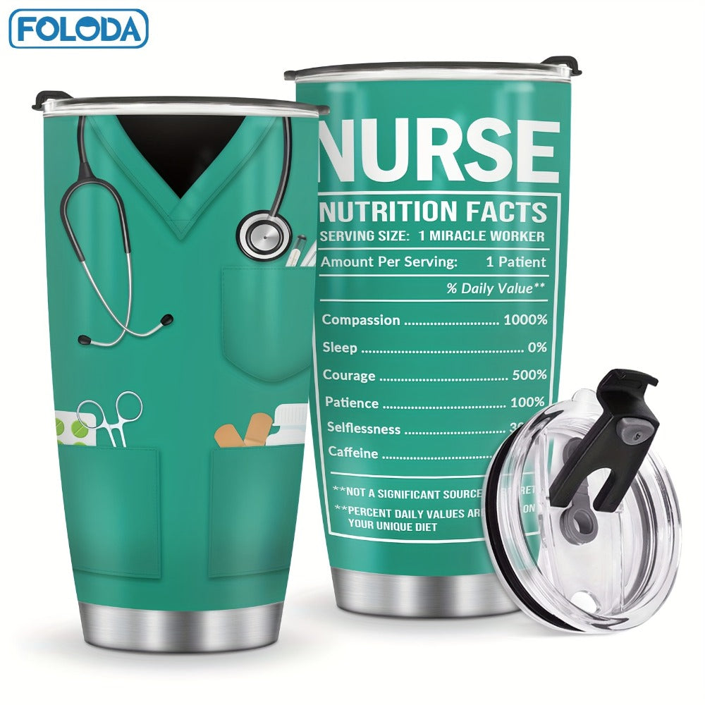 Insulated Tumbler 20oz Nurse Graphic Stainless Steel Vacuum Travel Mug in Four Color Options