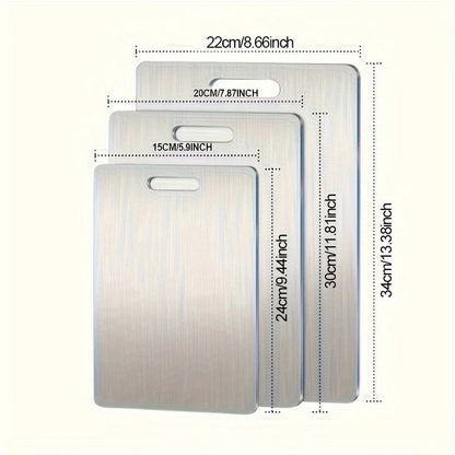 Stainless Steel Cutting Board Set of 3, Durable Kitchen Cutting Boards, & Easy to Clean, Space-Saving Nested Design for Meat