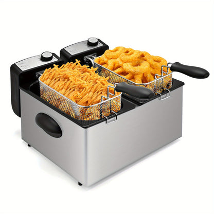 Black Stainless-Steel Deep Fryer with 1.5L to 6L Options, Enamel Inner Pot and Foldable Basket Handle