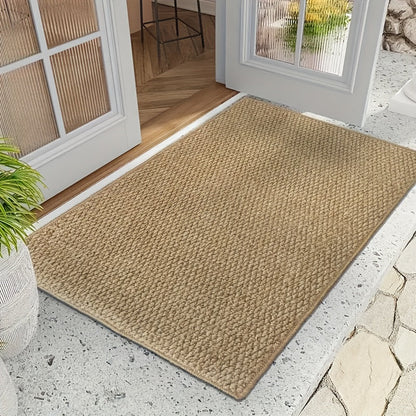 Brown Woven-Look Outdoor Area Rug with Bound Edges and Five Rectangular Size Options for Patio or RV