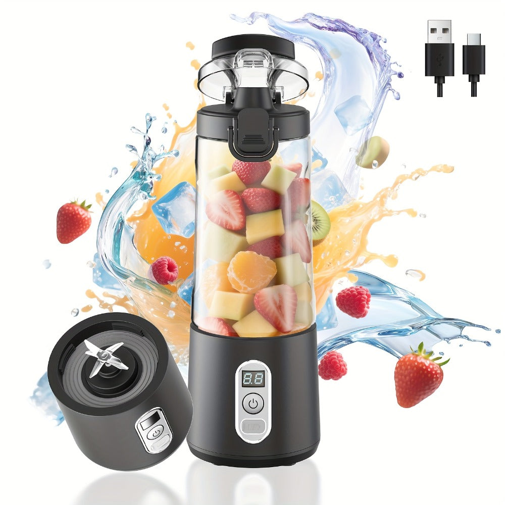Portable Blender with Clear Cylindrical Cup, Digital Timer Display, Flip-Up Handle and Three Color Options