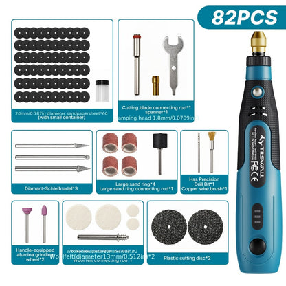 Power Tools 3.7V Mini Cordless Polisher and Sander with USB-C Charging and Blue Handheld Detail Tool