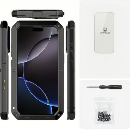 Metal Silicone Heavy Duty iPhone Case Full Body Protection – Anti-Drop Dustproof Shockproof Cover for iPhone 11 12 13 14 15 16 17 Air Plus Pro Pro Max | High-End Fashion Design