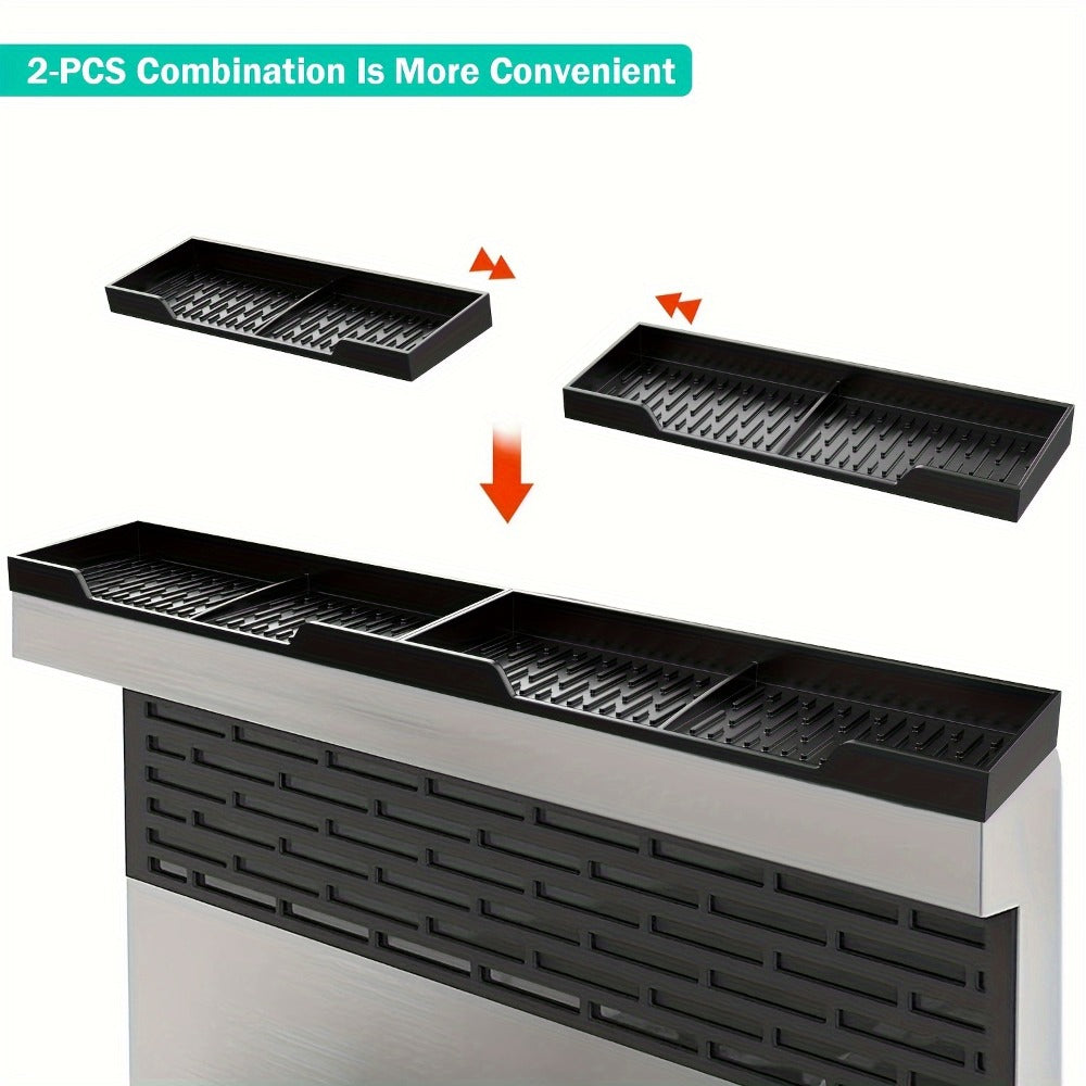Magnetic Stove Shelf Kitchen Organizer, 30-Inch Silicone Spice Ledge with Eight Embedded Magnets